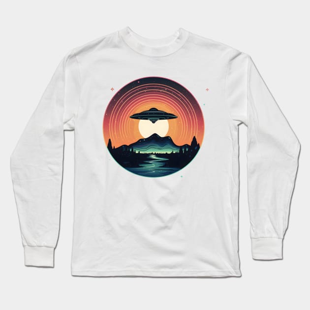 UFO Among the Stars Long Sleeve T-Shirt by erixwhite